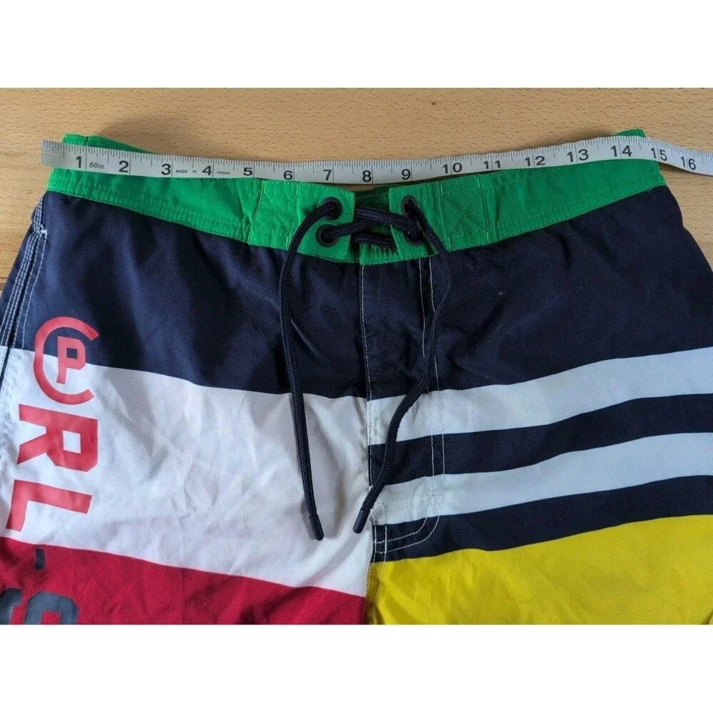 Polo Ralph Lauren RL-93 Color Block Striped Lined Swim Trunks Men's Size Large